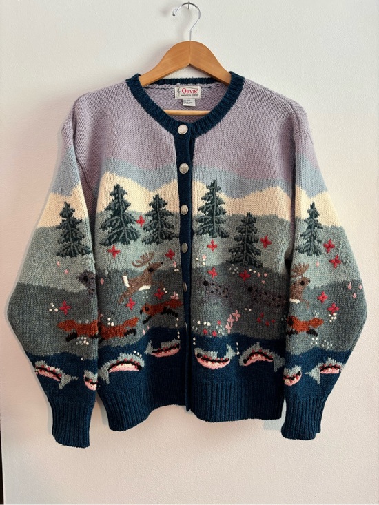 Orvis Sweaters - Orvis Woodland Trout Wool Sweater Cardigan